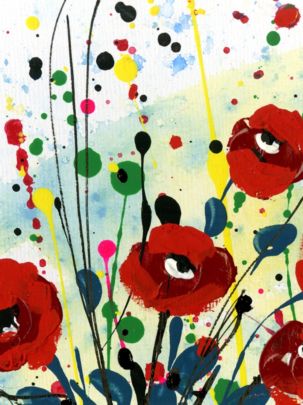 Original Acrylic Floral Paintings on art panel - Poppy Dreams 5